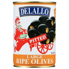 DeLallo - Black Pitted Olives, 6oz - front