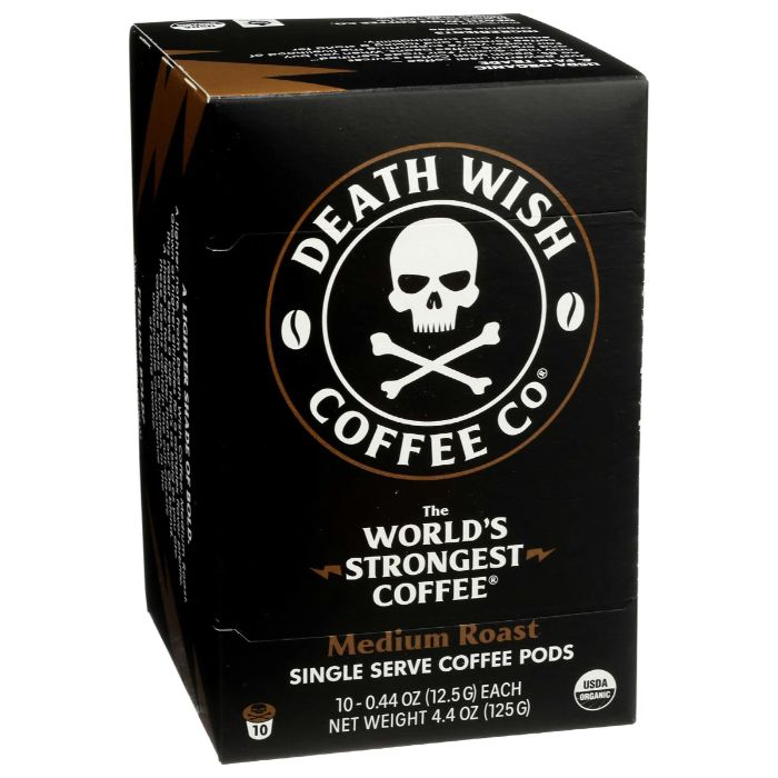 DEATH WISH COFF - Ground Medium Roast Coffee 10CP ( Pack of 6)