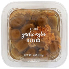 Delallo - Green Pitted Olives Garlic Aglio - 8oz - front