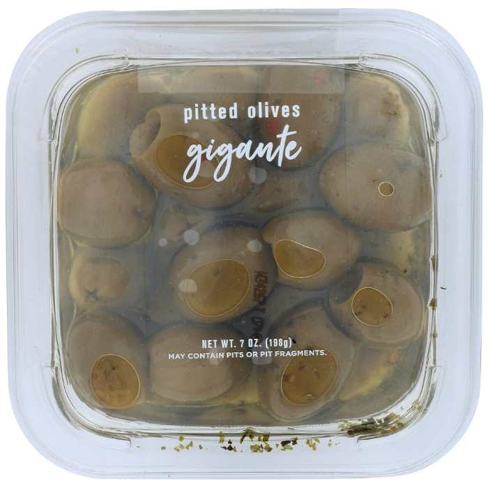 Delallo - Green Pitted Olives Gigante - 7oz - front