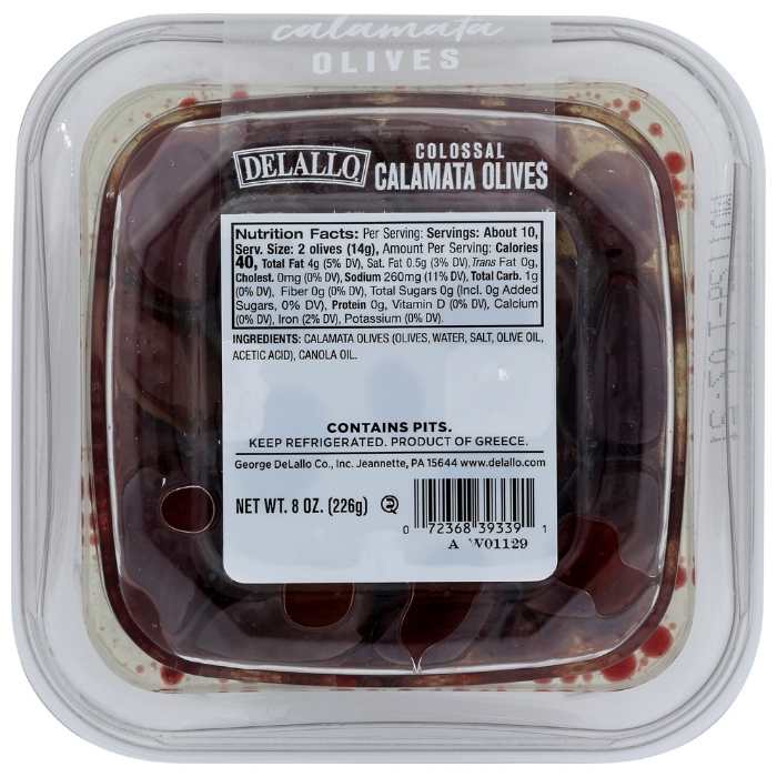 Delallo - Kalamata Olives Whole - 8oz - back