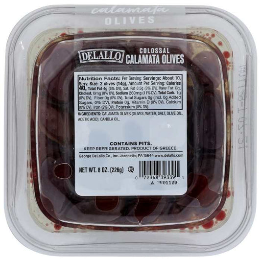 Delallo - Kalamata Olives Whole - 8oz - back