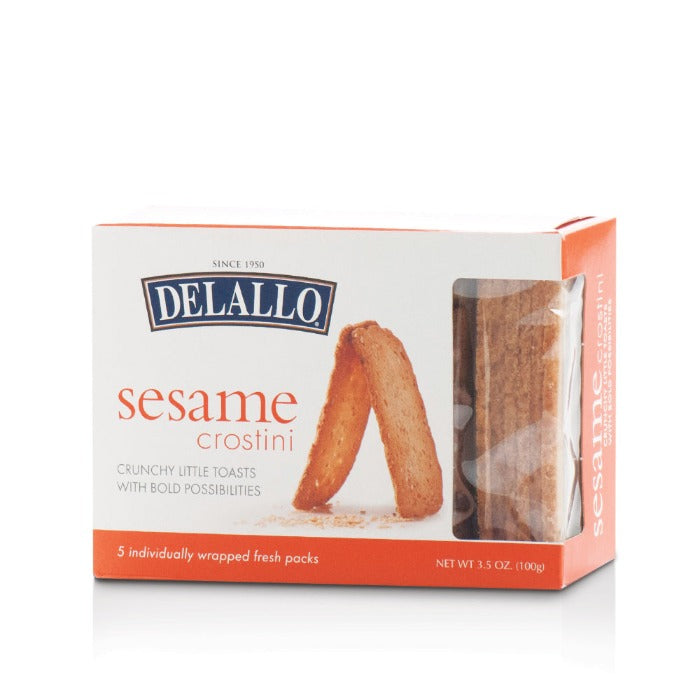 Delallo - Sesame Crostini Toasts, 3.5 Oz | Pack of 10