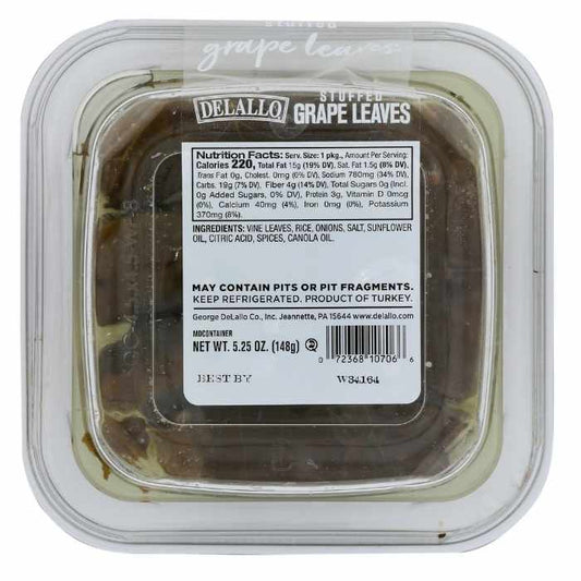 Delallo - Stuffed Grape Leaves, 5.25oz- back