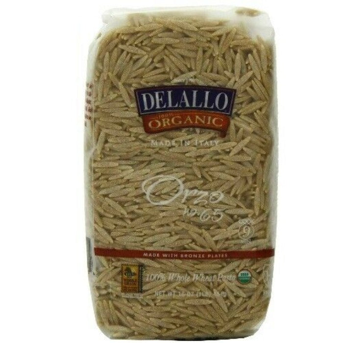 Delallo Orzo Whole Wheat Pasta, 17 oz  Pack of 16