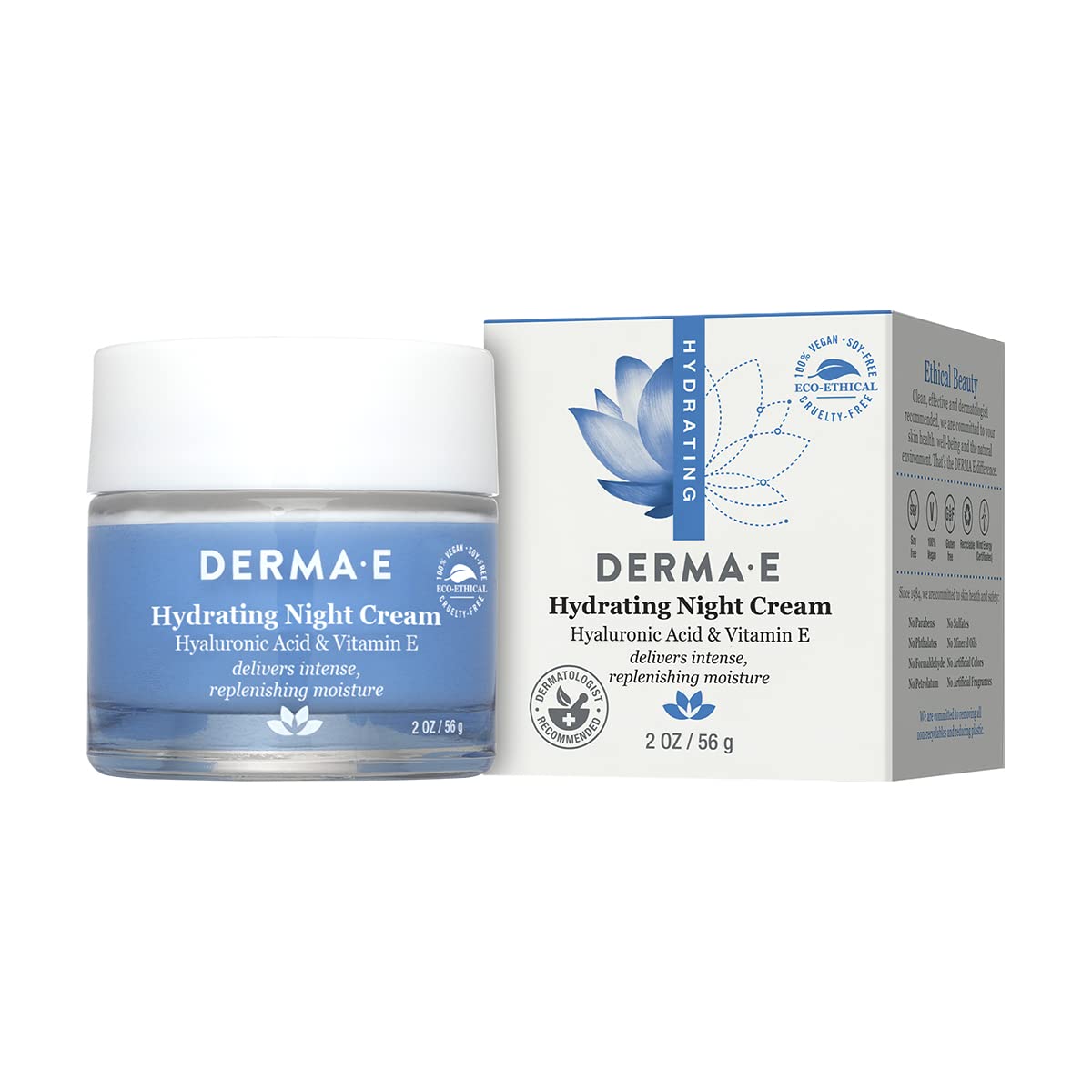 Derma E - Hydrating Night Creme with Hyaluronic Acid, 2 Oz