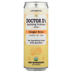 Doctor D'S Sparkling Prob - Kombucha Sparkling Ginger , 12oz  Pack of 6