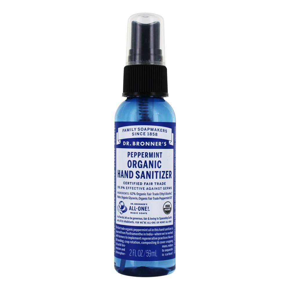 Dr. Bronner's - Organic Peppermint Hand Sanitizer, 2 Oz | Pack of 12