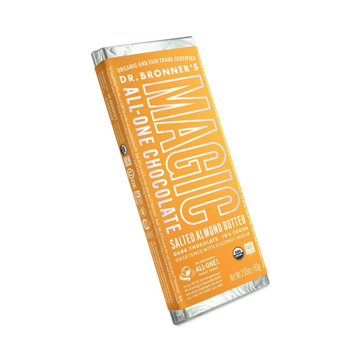 Dr. Bronner's - Salted Almond Butter Chocolate Bar ,  2.96 Oz | Pack of 12