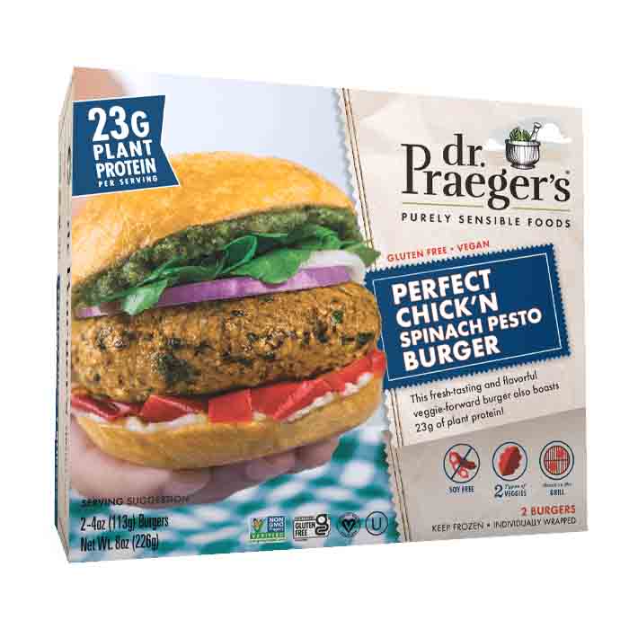 Dr Praeger's - Perfect Chick'n Spinach Pesto Burger, 8oz