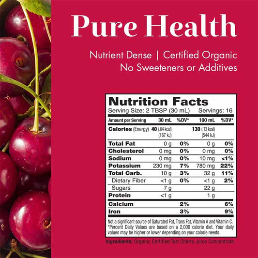 Dynamic Health - Certified Organic Tart Cherry Unsweetened Juice Concentrate, 16 fl oz - back