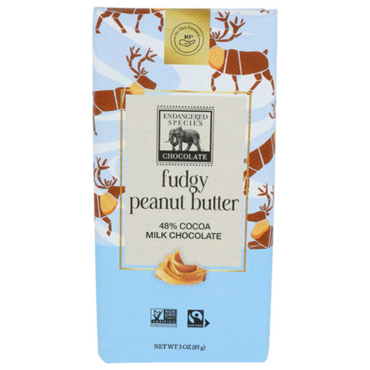 Endangered Species - Fudgy Peanut Butter Chocolate Bar, 3 Oz - Pack of 12