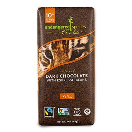 ENDANGERED SPEC - Tiger Dark Espresso Chocolate Bar 3OZ ( Pack of 12)