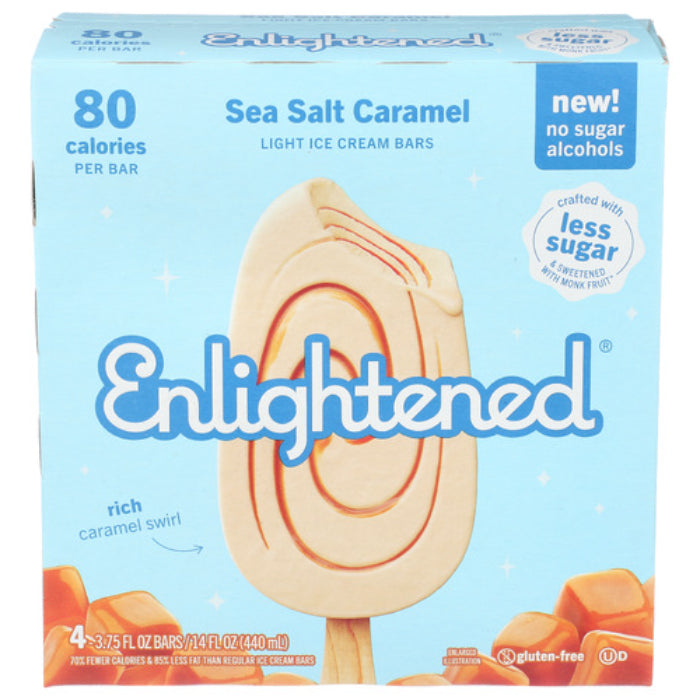 Enlightened Ice Cream Bar Salted Caramel Light 14 Oz - Pack of 8