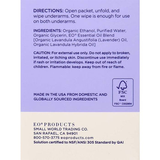 EO - Deoderant Wipes Lavender, 6 Pack - back