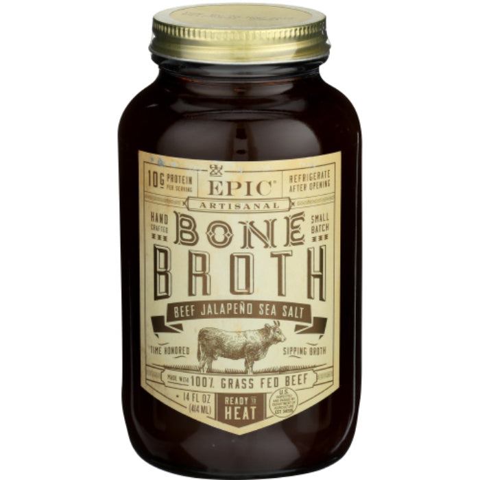 Epic - Beef Jalapeno Sea Salt Bone Broth, 14 Oz - Pack of 6