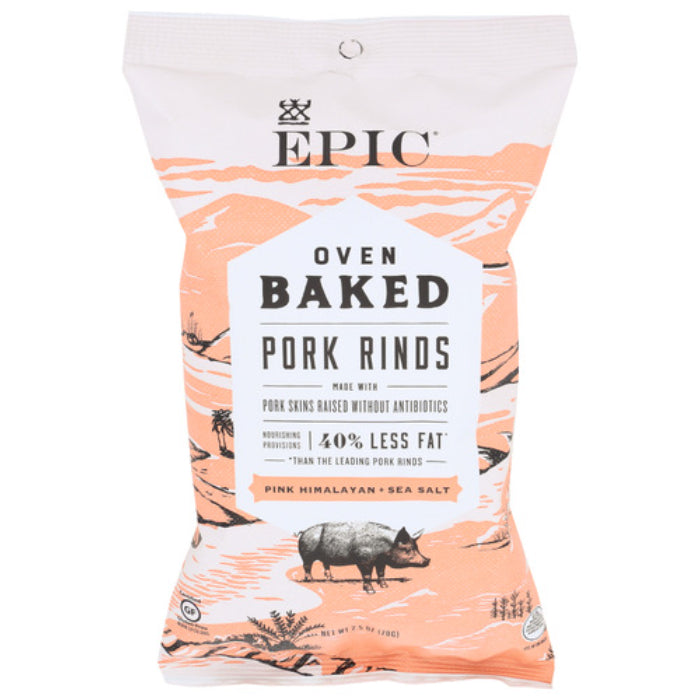 Epic - Oven Baked Pork Rinds Pink Himalayan Sea Salt, 2.5 Oz - Pack of 12