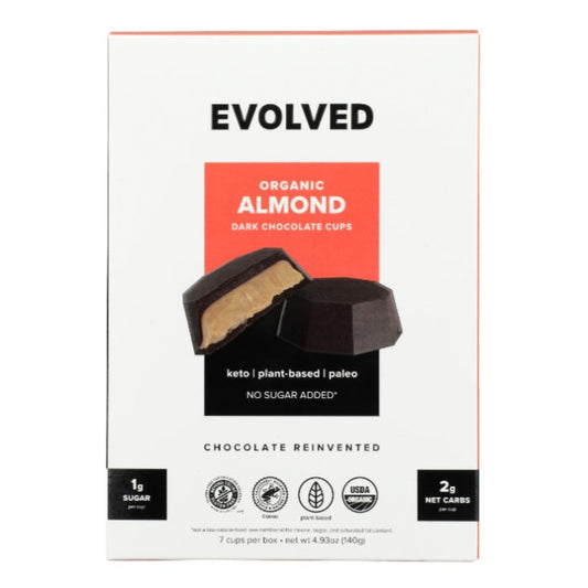 EVOLVED CHOCOLA - Chocolate Cups Keto Almond Butter 4.93OZ ( Pack of 6)