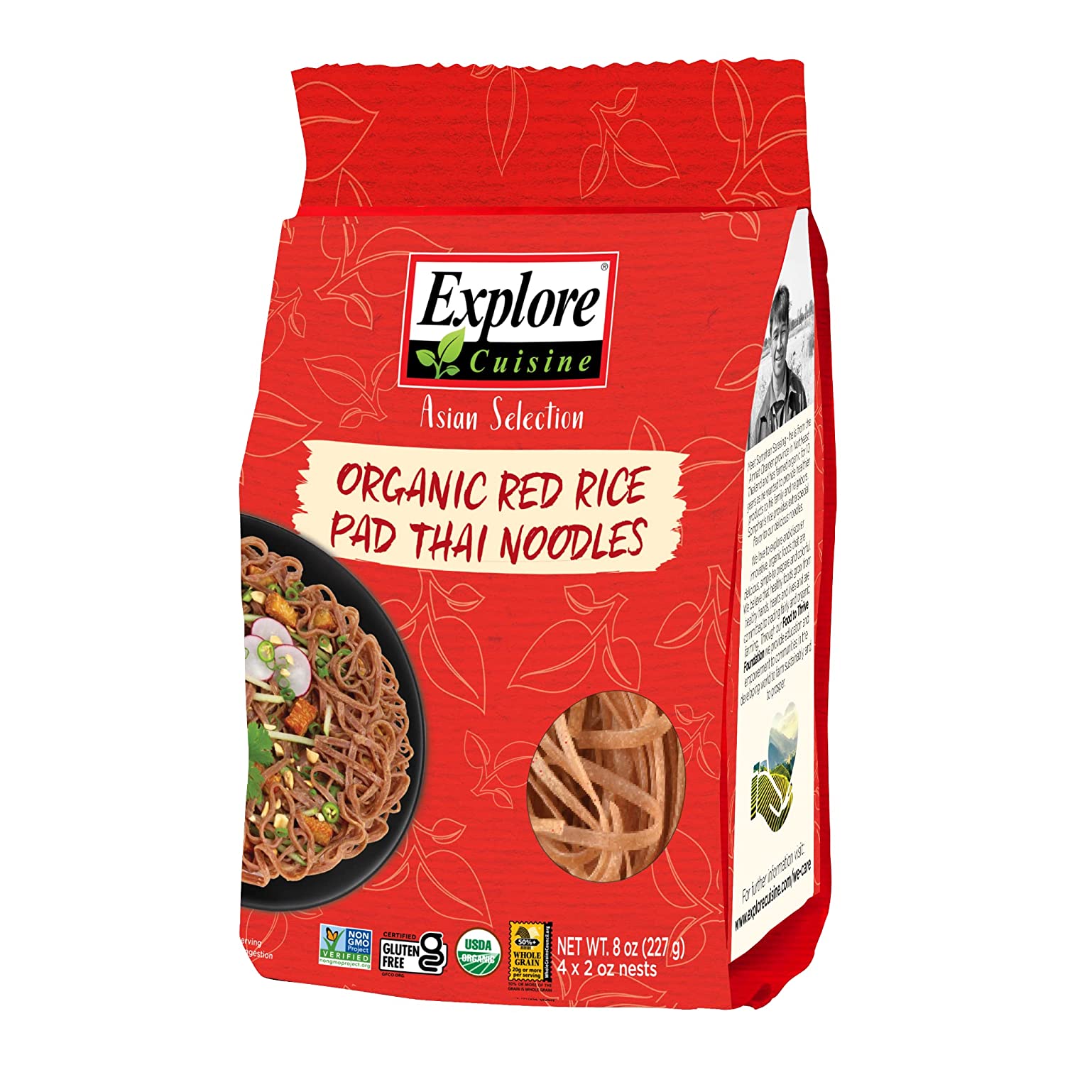 EXPLORE CUISINE: Red Rice Pad Thai Noodles, 8 oz 
 | Pack of 6 - PlantX US