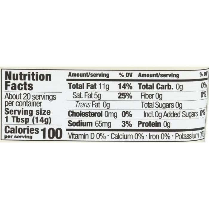 Earth Balance - Organic Coconut Spread, 10oz - nutrition facts