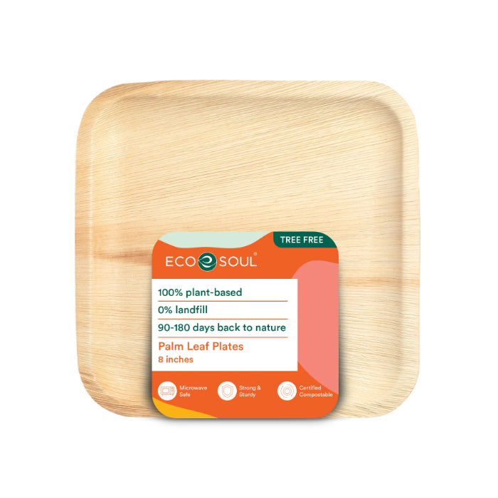 ECO SOUL PLATES PALM LEAF 8IN SQR 20 CT - Pack of 8