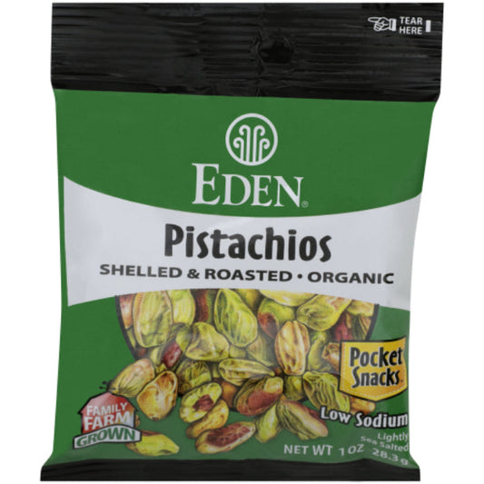 Eden Foods - Pistachios Pocket Snacks, 1 Oz - Pack of 12