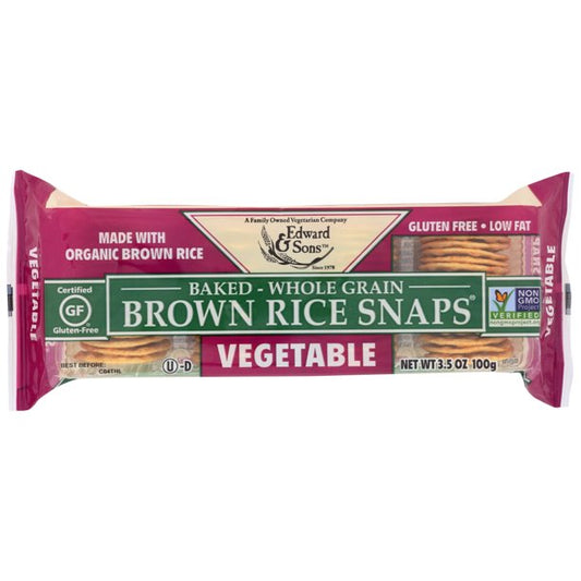 Edward & Sons Brown Rice Snaps Gluten Free Vegetable 3.5 Oz
 | Pack of 12 - PlantX US