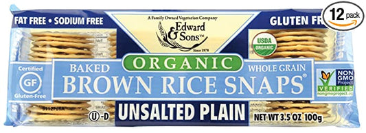 Edward & Sons Organic Plain Unsalted Brown Rice Snaps, 3.5 oz
 | Pack of 12 - PlantX US