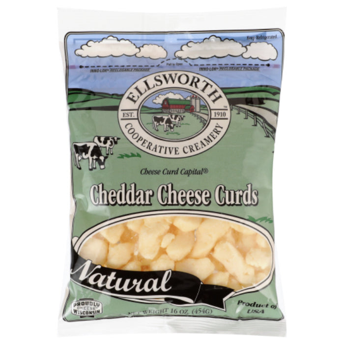 Ellsworth Cheese Curd Cheddar Plain 16 Oz - Pack of 8