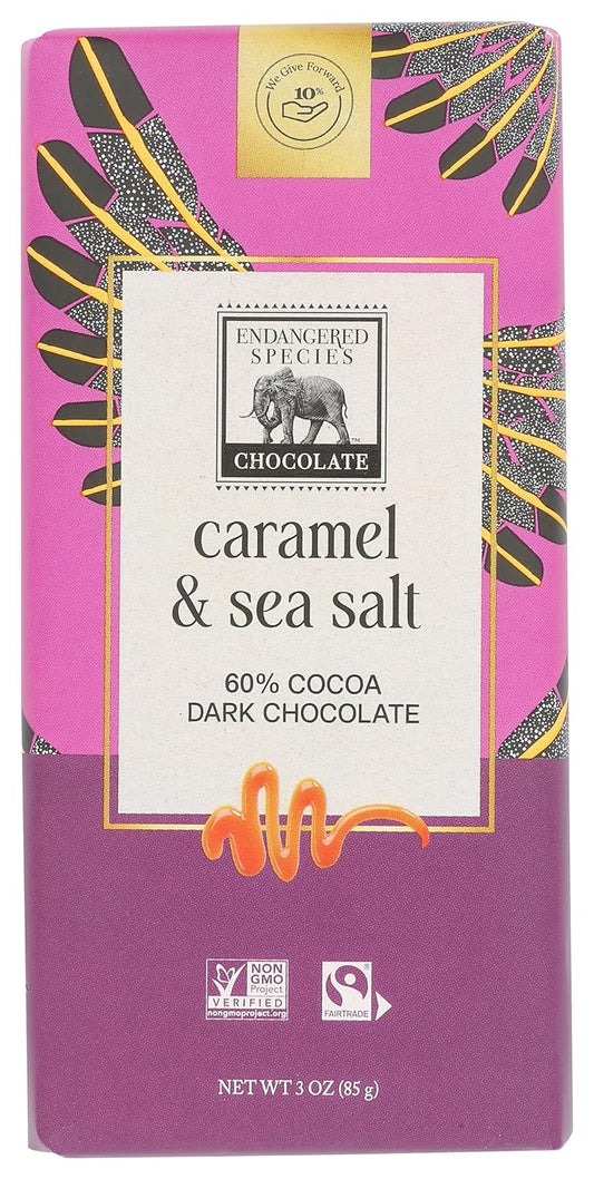 Endangered Species - Natural Dark Chocolate With Caramel Sea Salt, 3 oz | Pack of 12