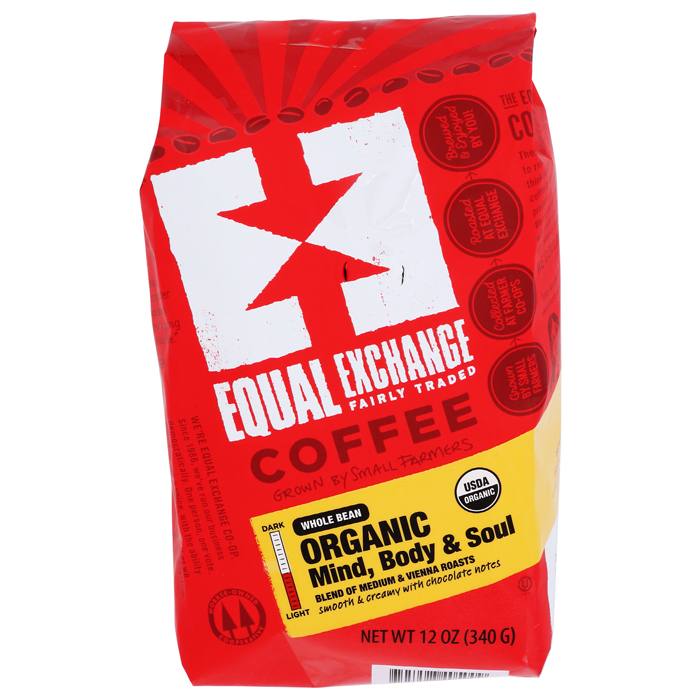 Equal Exchange - Organic Whole Bean Coffe Body & Soul, 12 oz