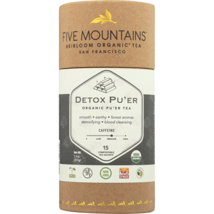 FIVE MOUNTAINS TEA DETOX PUER 15 BG - Pack of 6