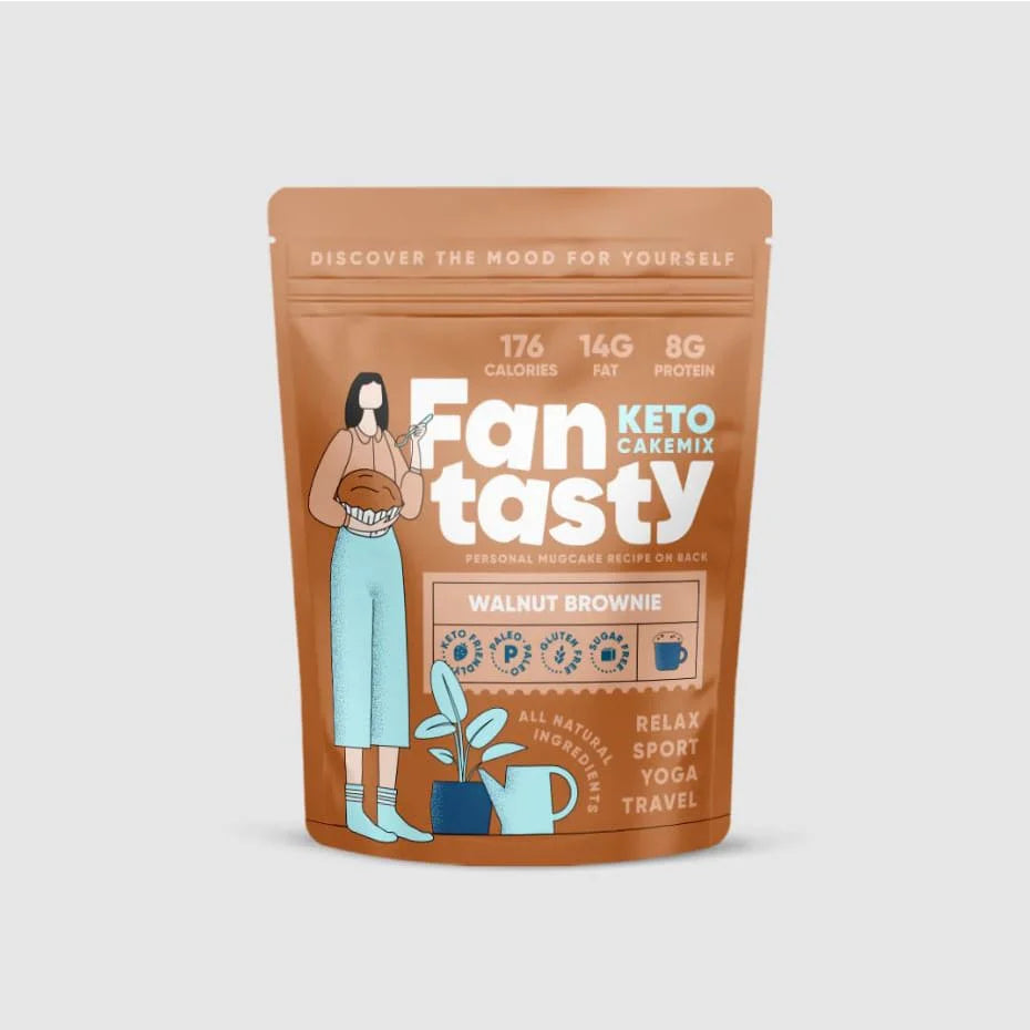Fan Tasty Foods - Keto Cake Mix Walnut Brownie, 9.52 Oz | Pack of 6