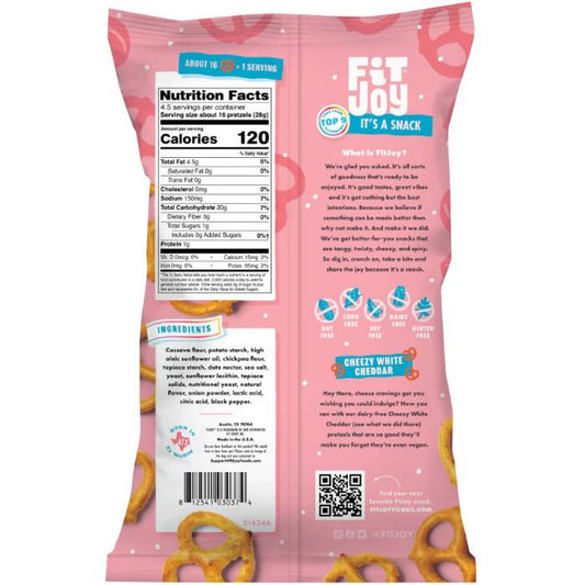 FitJoy - Grain Free Pretzels Vegan white Cheddar, 4.5oz  - Back