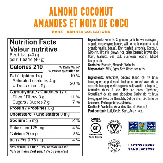 Fody Food - Almond Coconut Snack Bar, 1.41 OZ | Pack of 12