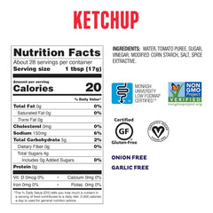 Fody Food - Vegan Tomato Ketchup No Onion No Garlic, 16.8 Oz | Pack of 10