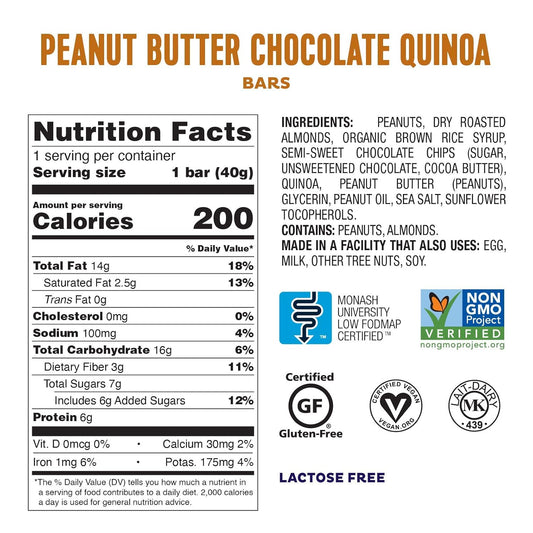 Fody Food Co. - Peanut Butter Chocolate & Quinoa Bar, 1.41 Oz | Pack of 12