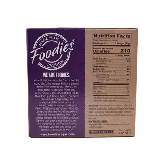 Foodies - Artichoke Burgers - Thai Coconut, 7.5oz - back