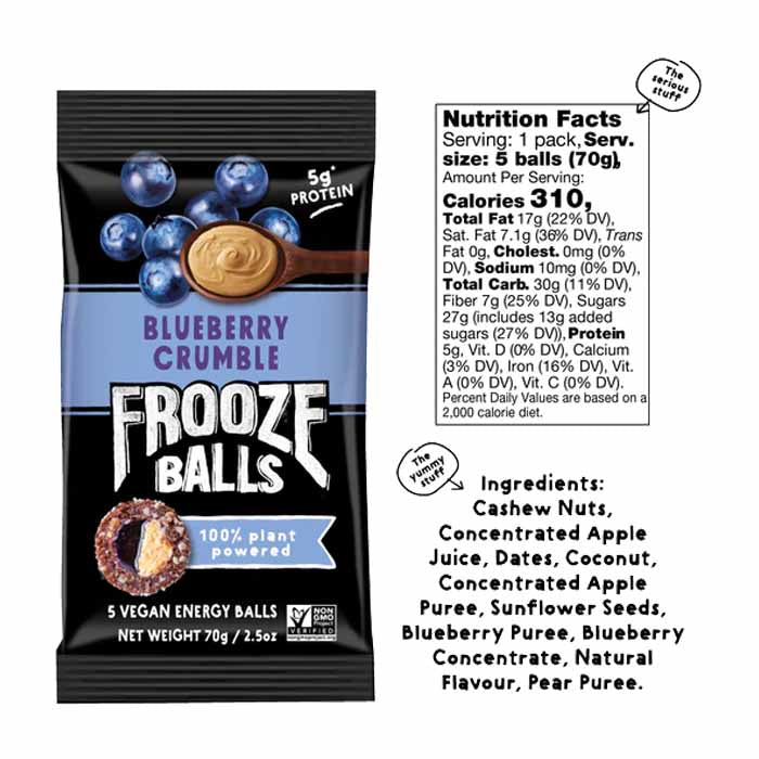 Frooze Balls - Energy Balls - Blueberry Crumble, 2.5oz  - back