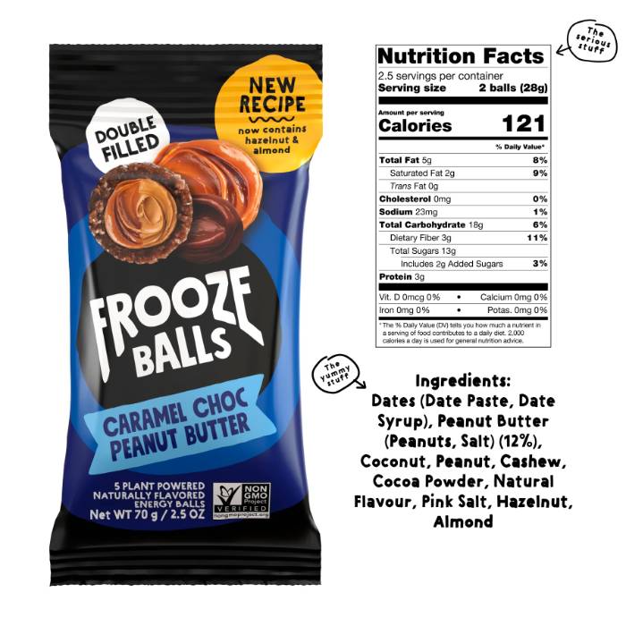 Frooze Balls - Energy Balls Caramel Chocolate Peanut Butter, 2.5oz