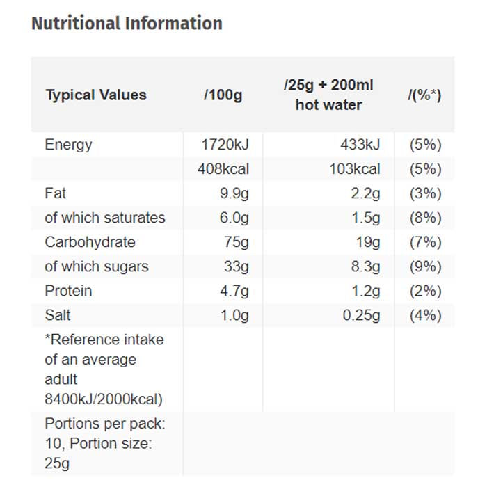 Galaxy - Vegan Hot Chocolate, 250g - back