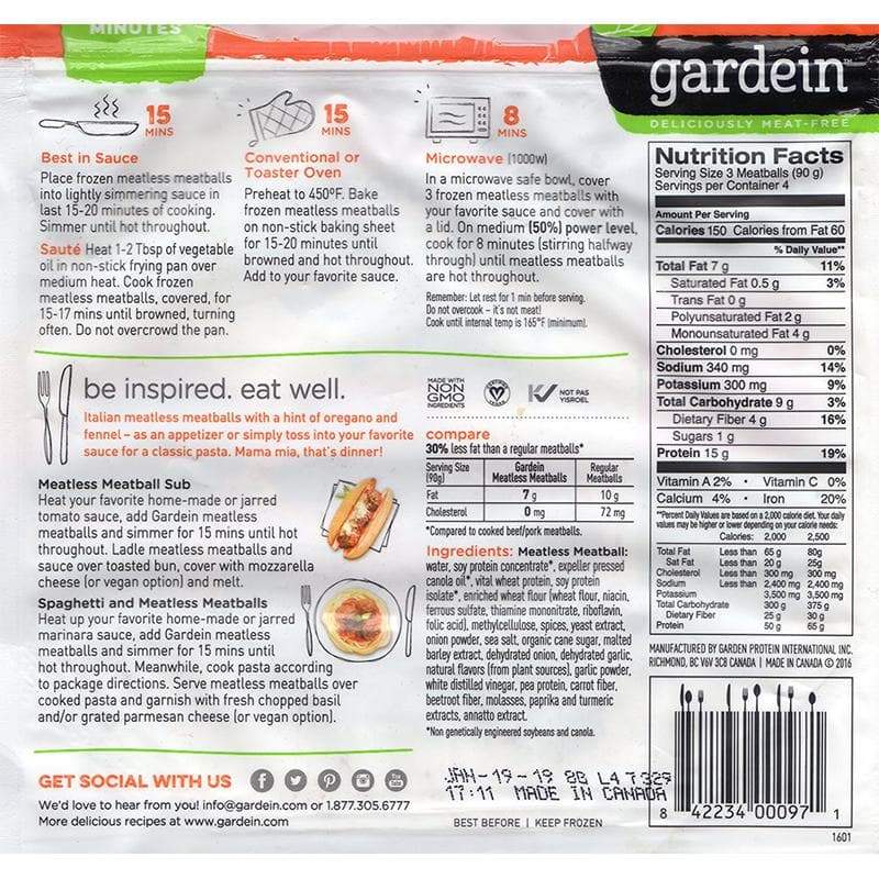 842234000971 - gardein classic meatballs back