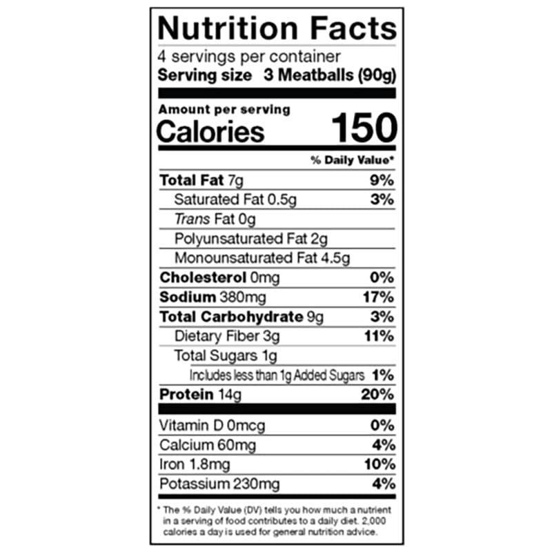 842234000971 - gardein classic meatballs nutrition