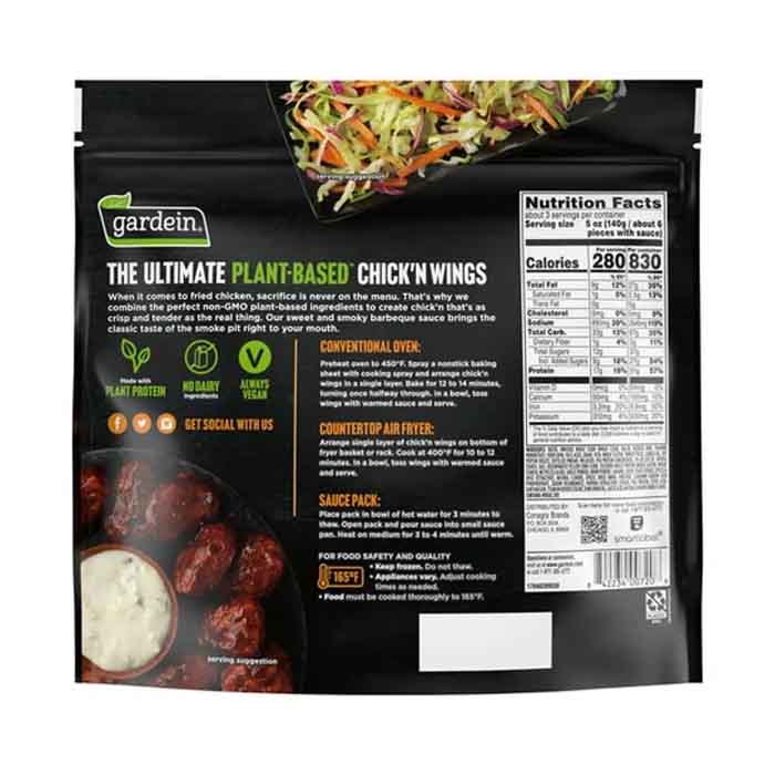 Gardein - Gardein Ultimate Plant-Based Chick'n Wings - BBQ, 14.6oz - back