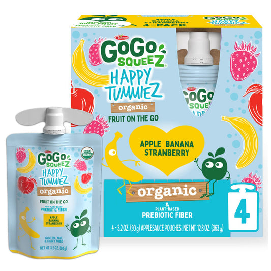 Gogo Squeez - Organic Fruit Pouches Happy Tummiez Banana, 4 Ct