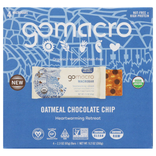 GOMACRO - Oatmeal Chocolate Chip Bars 4-Pack 9.2OZ ( Pack of 7)