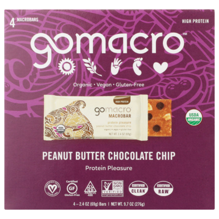 GOMACRO BAR PB CHC CHP 4CT ORG 9.6 OZ - Pack of 7