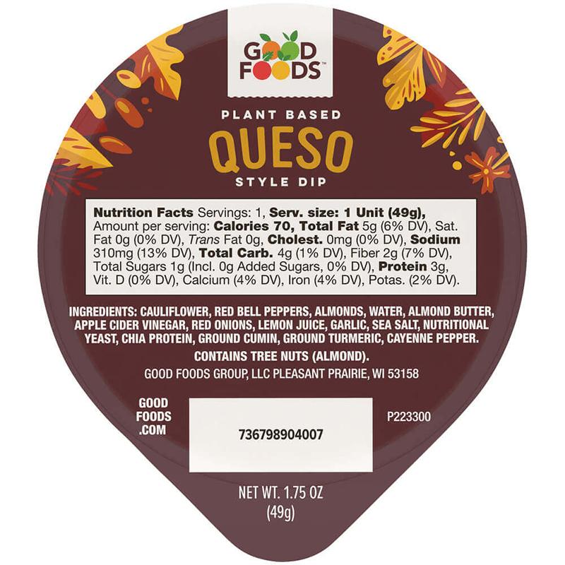 736798903925 - good foods queso dip 4pack nutrition