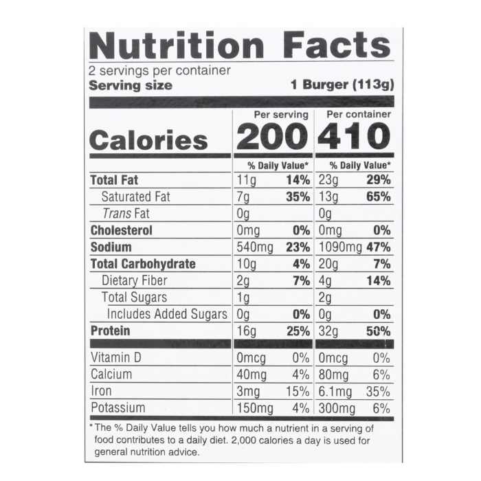 Good Catch - Plant-Based Salmon Burgers, 8oz - nutrition facts