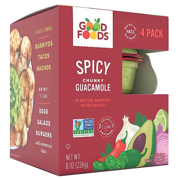 Good Foods - Dip Guacamole Spicy, 4Pk Single Serve, 8oz  Pack of 6